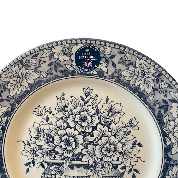 ROYAL STAFFORD Fine Porcelain 11in Dinner Plates Set of 4 Blue White Floral NEW - Picture 6 of 12